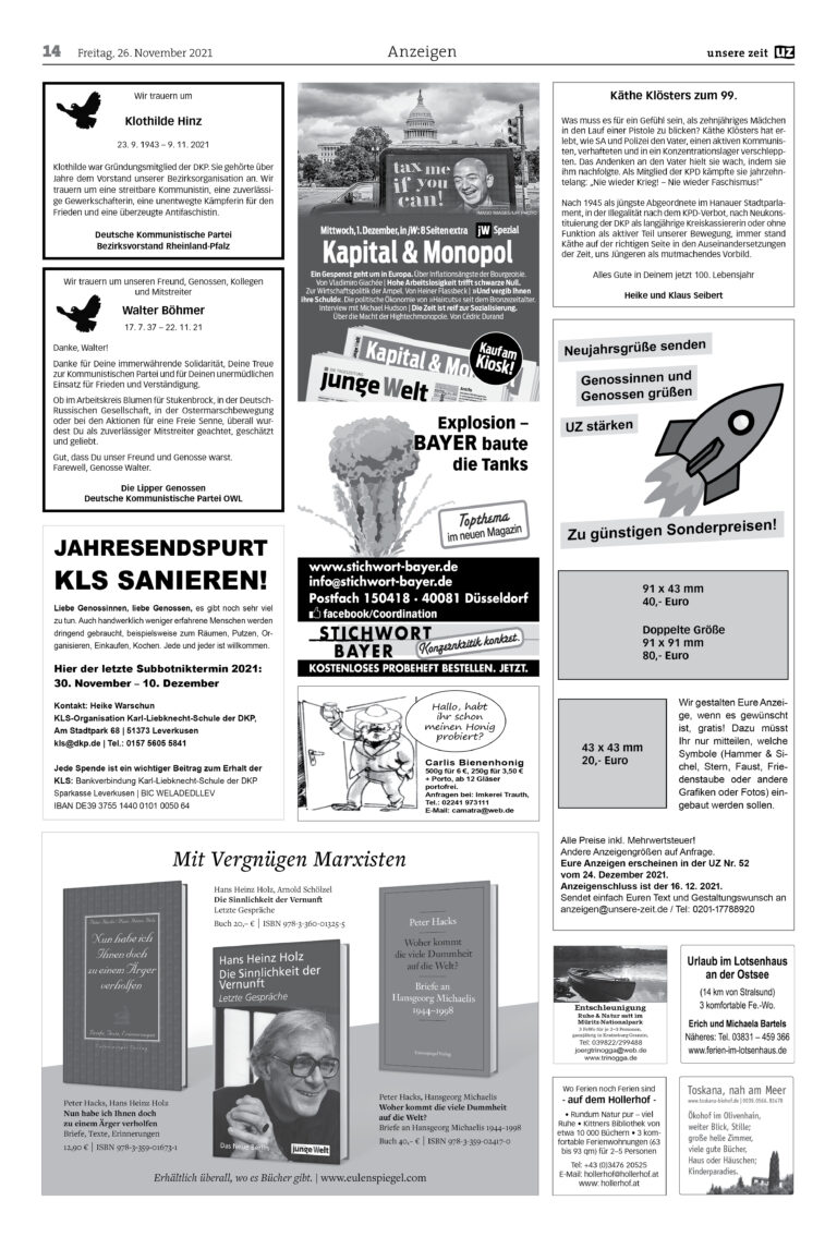 UZ 2021 47 Seite 14 - Anzeigen 2021-47 - Anzeigen - Anzeigen