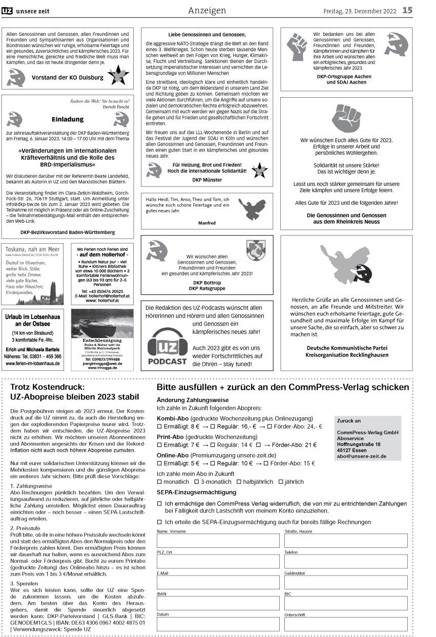 2022 51 15 - Anzeigen 2022-51 (2) - UZ vom 23. Dezember 2022 - UZ vom 23. Dezember 2022