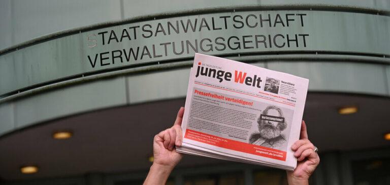 jW Landgericht Berlin - Angriffe auf Pressefreiheit Kehrseite der Kriegspolitik - Patrik Köbele - Patrik Köbele