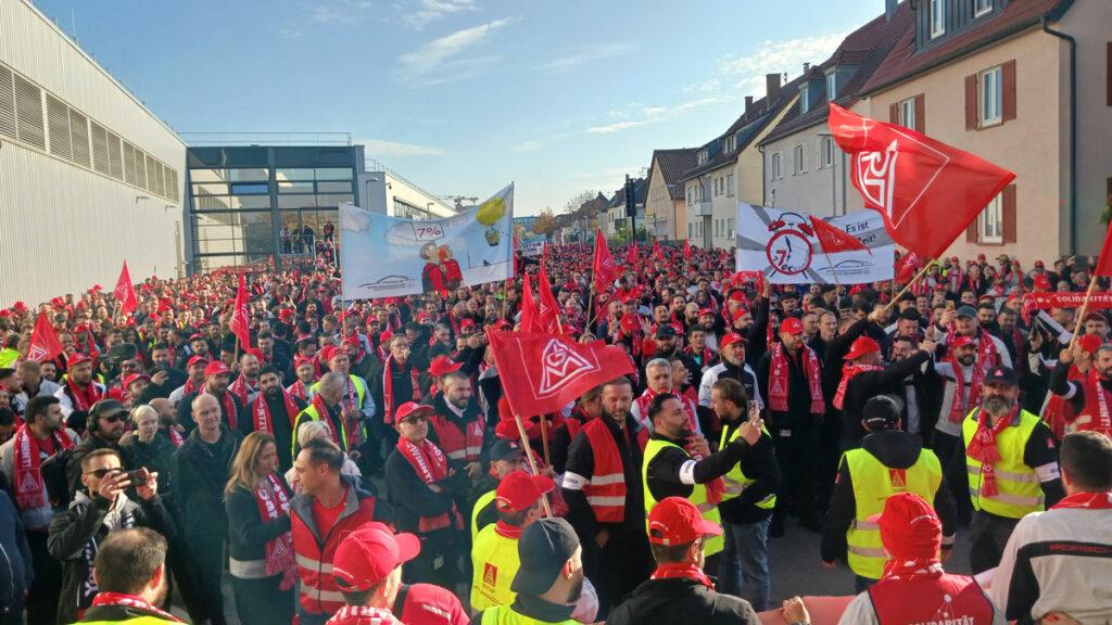 20241029 095529 - Die Welle rollt - IG Metall, Porsche Zuffenhausen, Tarifrunde Metall und Elektro, Warnstreik - Blog