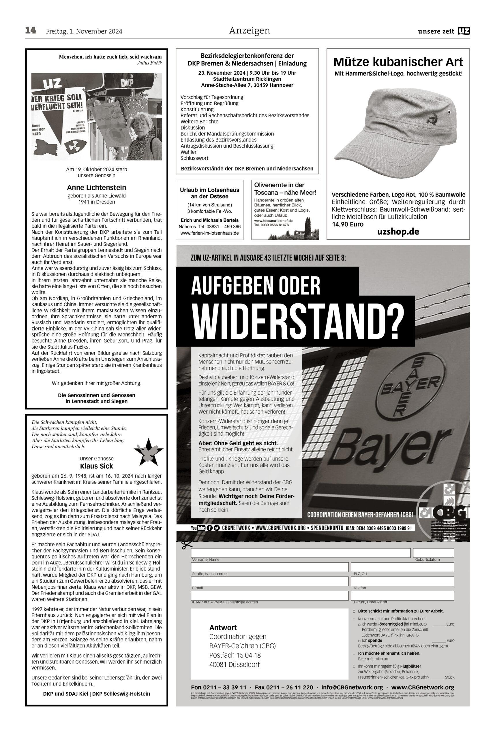 UZ 2024 44 Seite 14 scaled - Anzeigen 2024-44 - UZ vom 1. November 2024 - UZ vom 1. November 2024