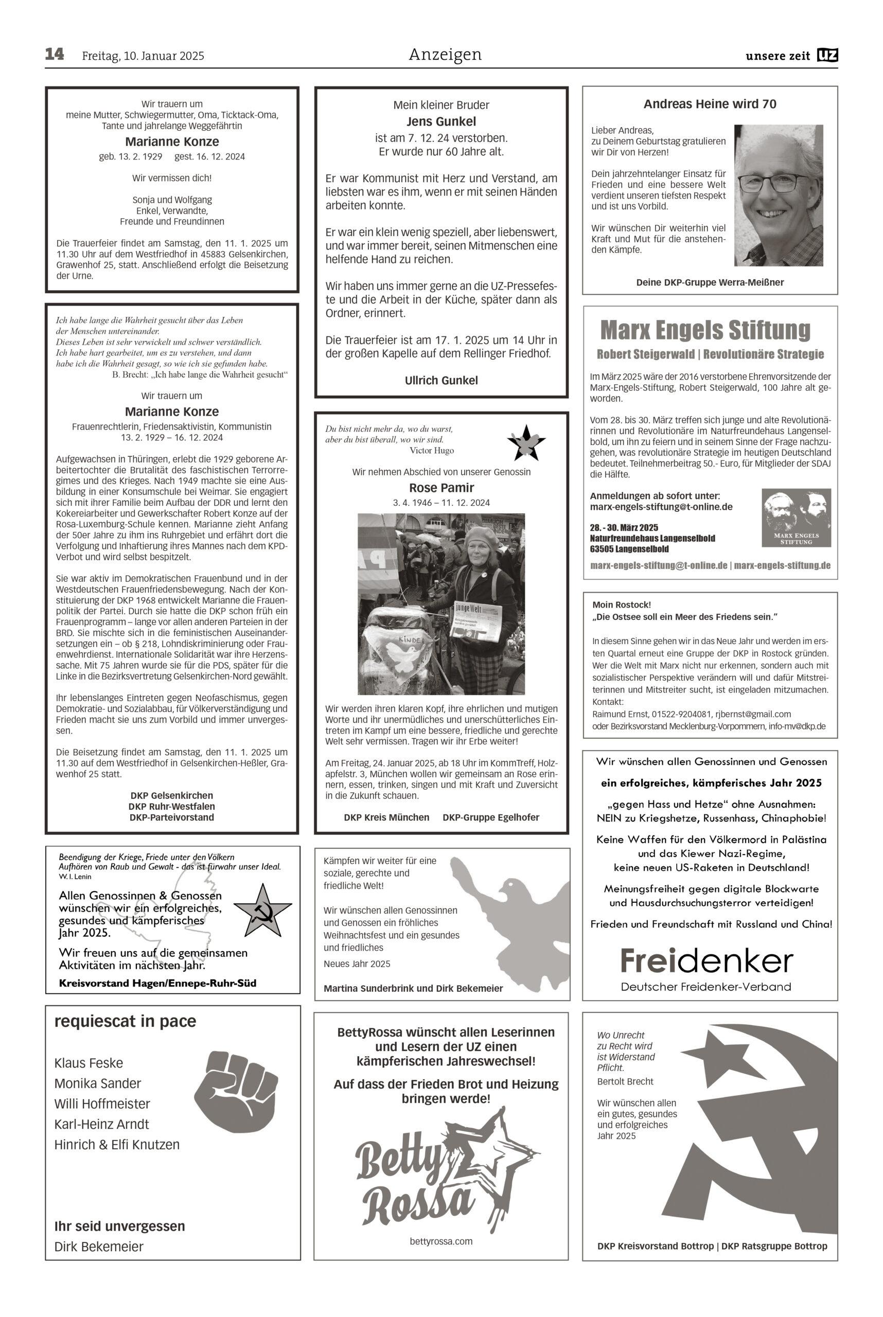 UZ 2025 01 Seite 14 scaled - Anzeigen 2025-1 - UZ vom 10. Januar 2025 - UZ vom 10. Januar 2025